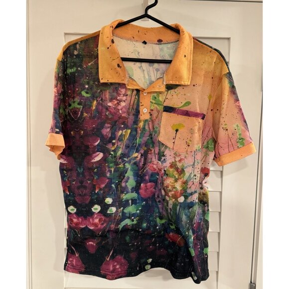 (UNBRANDED) Mens Psychedelic Short-Sleeved Shirt (Trippy Print, Size S) - Picture 1 of 2